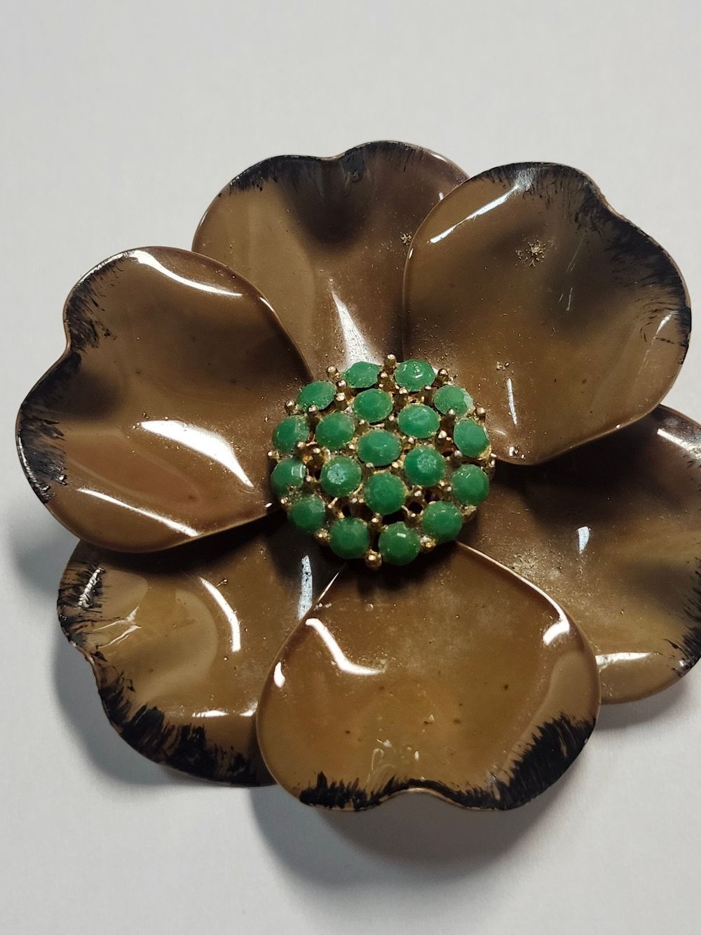 Vintage Brown Flower Brooch